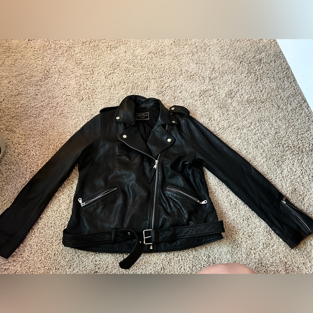 Lucky brand black real leather jacket
